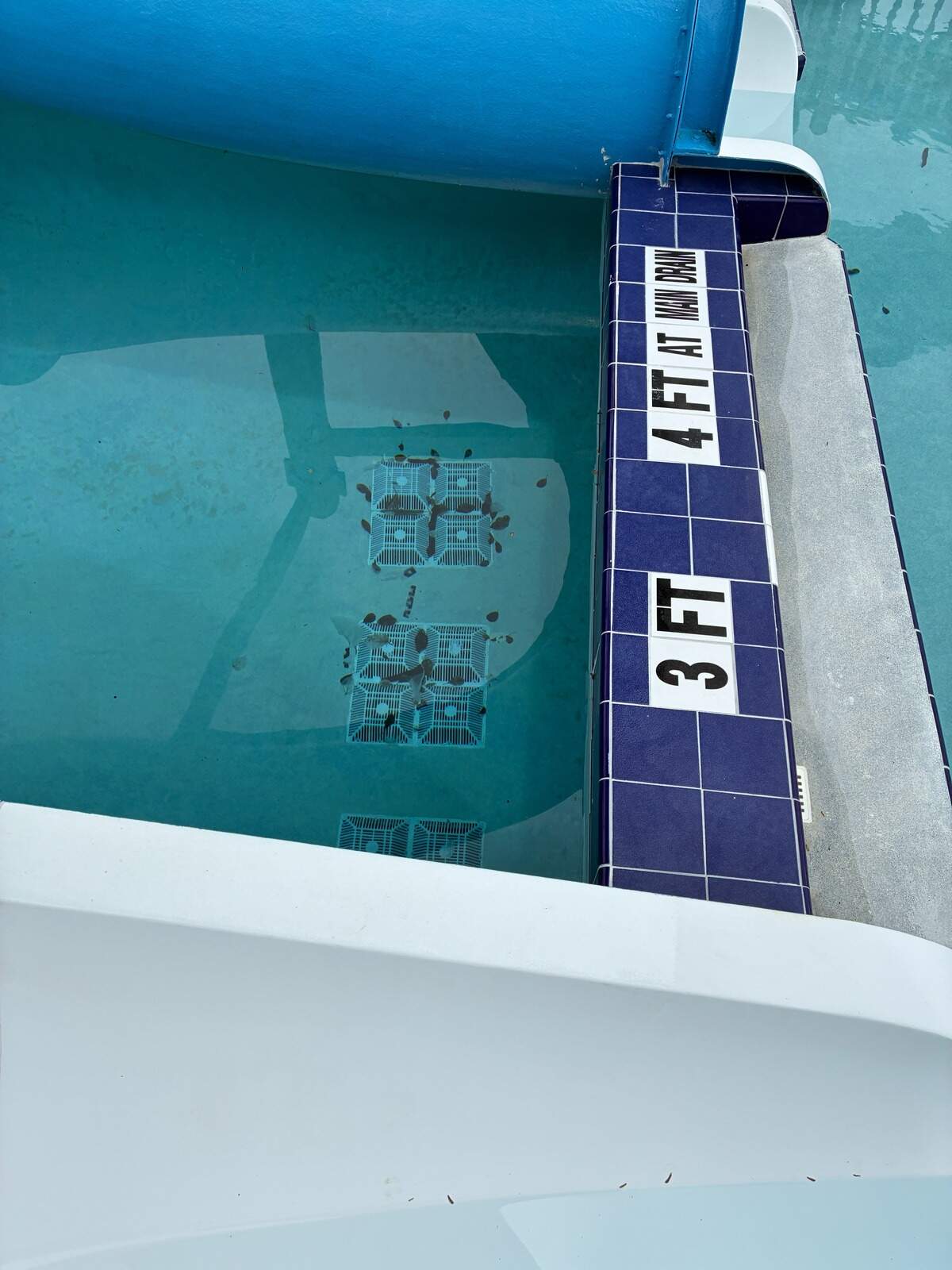 Missing screws on the main drain grate at Bucky Dent Water Park’s Plunge Pool were cited as a violation by the Florida Department of Health during its inspection. The violation was marked “Pool Closed.”